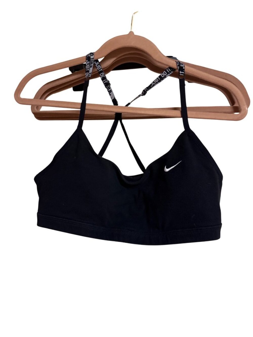 Nike Dri-FIT Black Sports Bra With Adjustable Straps & Just Do It Logo. Lightwei
